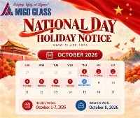 הודעת חג של MIGO Glass 2026 ליום הלאומי של סין