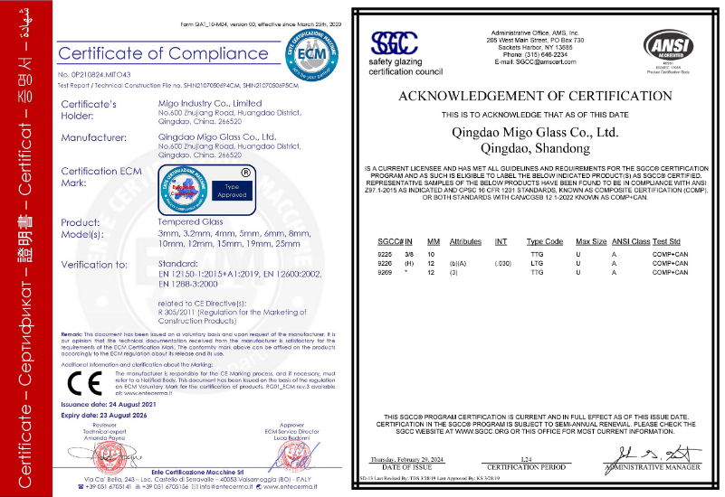 glass certificate glass certificate
